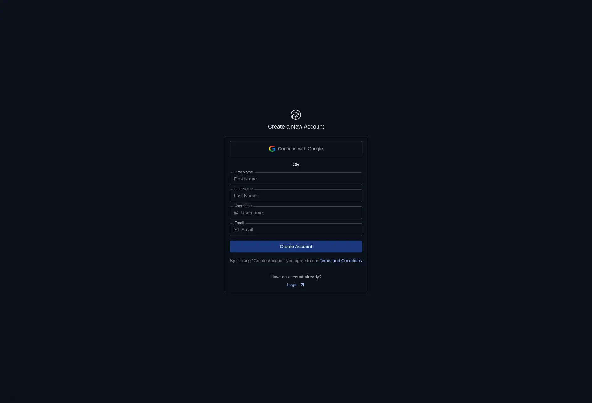 Create New Account